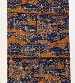 Last Piece, Journey with Indigo Kimono Silk Satin 'Charmeuse'  14" x 62"    # 4198