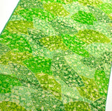 Ten Thousand Fans, Vintage Silk Crepe Kimono Pieces from Japan, Bright Greens 14" x 67" #3800