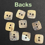 Tiny 3/8"Square Moonrise Rustic Mother of Pearl Craft/Embellishment Buttons 10mm, 2Hole, Iridescent, Pack of 60 for $6.00  #LP-70