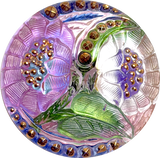 Lotus Flowers, Pinks/Purples Czech Glass Button by Susan Clarke, 1-1/16"  #SC-256-A