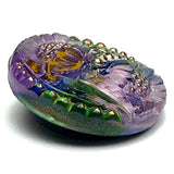 Lotus Flowers, Pinks/Purples Czech Glass Button by Susan Clarke, 1-1/16"  #SC-256-A