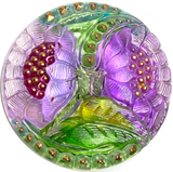Purplish Lotus Flowers, Czech Glass Button by Susan Clarke, 1-1/16"  #SC-256-D