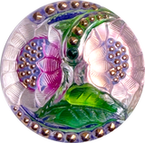 Pinkish Lotus Flowers, Czech Glass Button by Susan Clarke, 1-1/16"  #SC-256-E