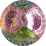 Pinkish Lotus Flowers, Czech Glass Button by Susan Clarke, 1-1/16"  #SC-256-E