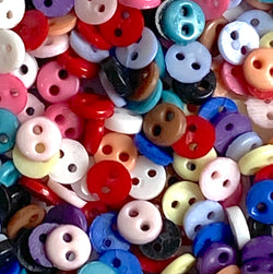 Last Pack, Button Confetti, Color Mix of 600 Nylon Micro Buttons, 3/16" 2-Hole 4.5mm, #LP-57