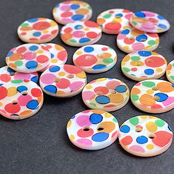 Party Spots Shell, 9/16" Colorful 14mm 2-Hole Button, Pack of 20 # LP-127