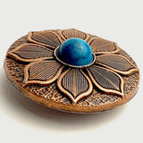 Starflower with "Turquoise"  1-1/2" Copper Screw Back Concho, Copper 1.5"  #SWH-119