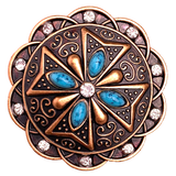 Copper "Diamonds & Turquoise" Southwest 1-1/2"  Flower Screw Back Concho 1.5"  #SWH-118