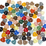 100 Heart Buttons, Color Mix, Opaque Glass 1/2" Two-Hole, #LP-145-100