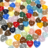 100 Heart Buttons, Color Mix, Opaque Glass 1/2" Two-Hole, #LP-145-100