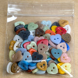 100 Heart Buttons, Color Mix, Opaque Glass 1/2" Two-Hole, #LP-145-100