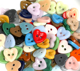 100 Heart Buttons, Color Mix, Opaque Glass 1/2" Two-Hole, #LP-145-100