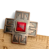 Copper/Red Stone Cross Large Screw-Back Concho 1.5"  #SWH-121