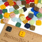 110 Square-ish Buttons, Color Mix, Opaque Glass 3/8" Two-Hole, #LP-146-100