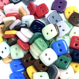110 Square-ish Buttons, Color Mix, Opaque Glass 3/8" Two-Hole, #LP-146-100