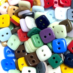 110 Square-ish Buttons, Color Mix, Opaque Glass 3/8" Two-Hole, #LP-146-110