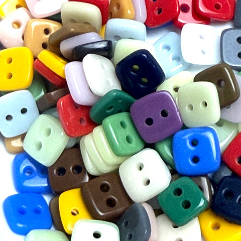 110 Square-ish Buttons, Color Mix, Opaque Glass 3/8" Two-Hole, #LP-146-100
