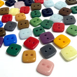 110 Square-ish Buttons, Color Mix, Opaque Glass 3/8" Two-Hole, #LP-146-100