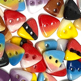 115 Triangle Two-Tone Candy Corn Buttons, Color Mix, Opaque Glass 7/16" Two-Hole, #LP-147-115