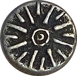 Re-Stocked Rustic Starburst Pewter Button, 11/16" Shank Back 18mm USA-Made  # SW-309