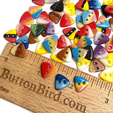 115 Triangle Two-Tone Candy Corn Buttons, Color Mix, Opaque Glass 7/16" Two-Hole, #LP-147-115