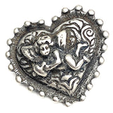 SALE, Heart with Cupid Pewter Button, 1" Shank Back 25mm USA-Made  # SW-310