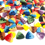 115 Triangle Two-Tone Candy Corn Buttons, Color Mix, Opaque Glass 7/16" Two-Hole, #LP-147-115
