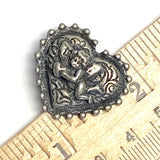 SALE, Heart with Cupid Pewter Button, 1" Shank Back 25mm USA-Made  # SW-310