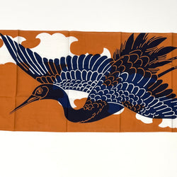 Large Crane Flying, Tenugui Towel from Japan, 100% Cotton 13.5" x 36"