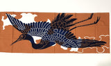 Large Crane Flying, Tenugui Towel from Japan, 100% Cotton 13.5" x 36"