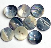SALE - NINE Indigo/Cream 5/8" Natural Blue Mussel Shell Buttons, Pack of NINE Mermaid's Indigo  #23-92