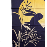 Moon Rabbit Tenugui Towel from Japan, 100% Cotton 13" x 36"