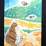 Cats Among Dandelions Tenugui Towel from Japan, 100% Cotton 14" x 35"