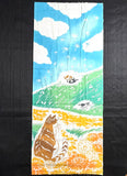 Cats Among Dandelions Tenugui Towel from Japan, 100% Cotton 14" x 35"
