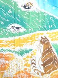 Cats Among Dandelions Tenugui Towel from Japan, 100% Cotton 14" x 35"