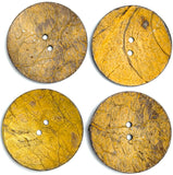 Running Low, Mustard Yellow-Brown Rustic Extra Large Coconut Scooped Button  2-1/4" #SK-483