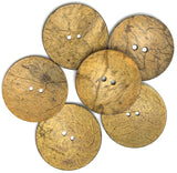 Running Low, Mustard Yellow-Brown Rustic Extra Large Coconut Scooped Button  2-1/4" #SK-483