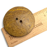 Running Low, Mustard Yellow-Brown Rustic Extra Large Coconut Scooped Button  2-1/4" #SK-483