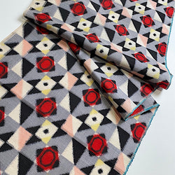 Vintage Meisen Kimono Silk Pieces, Blurry Checkerboard 14" x 59" from Japan # ZP-16