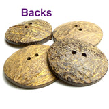 Running Low, Mustard Yellow-Brown Rustic Extra Large Coconut Scooped Button  2-1/4" #SK-483