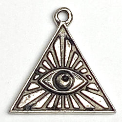 Egyptian Pyramid Eye, Pewter Charm/Pendant, 7/8" 22mm  # FJ-102