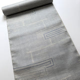 Shifting Woven Rectangles Off-White/Blue Pongee Ikat, Vintage Silk from Japan By the Yard #413