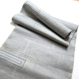Shifting Woven Rectangles Off-White/Blue Pongee Ikat, Vintage Silk from Japan By the Yard #413