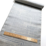 Shifting Woven Rectangles Off-White/Blue Pongee Ikat, Vintage Silk from Japan By the Yard #413