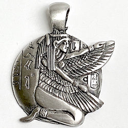 Goddess Isis Kneeling, Pewter Pendant, 1.5" / 39mm  # FJ-104