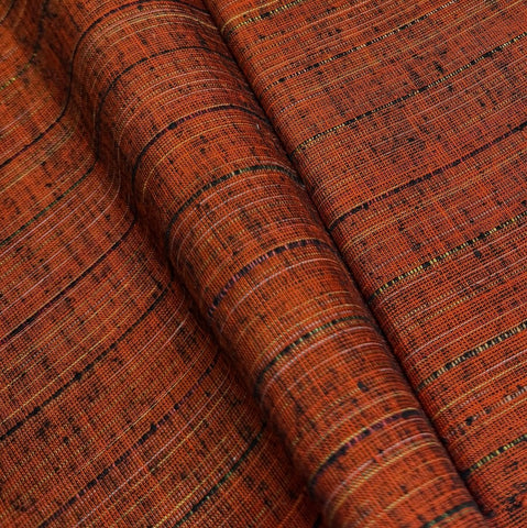 Rustic Black/Orange Chunky Vintage Silk from Japan By the Yard #326