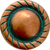 Running Low, Copper/Green Patina Round Rope-Edge Concho 1" Screwback  #SWM-19