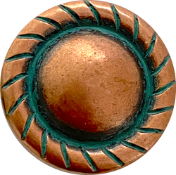 Copper/Green Patina Round Rope-Edge Concho 1" Screwback  #SWM-19 Darker Color