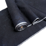 Navy-Indigo/Black Ikat with Kites or Abstract Angular Spirals Vintage Kimono Silk from Japan By the Yard #327