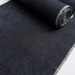 Navy-Indigo/Black Ikat with Kites or Abstract Angular Spirals Vintage Kimono Silk from Japan By the Yard #327